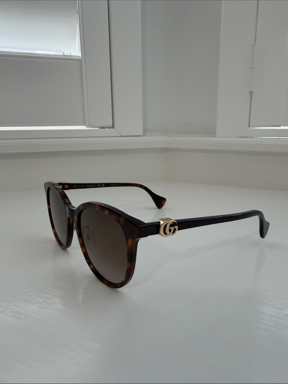 Gucci Tortoise Frame Sunglasses with Gold GG Hardware